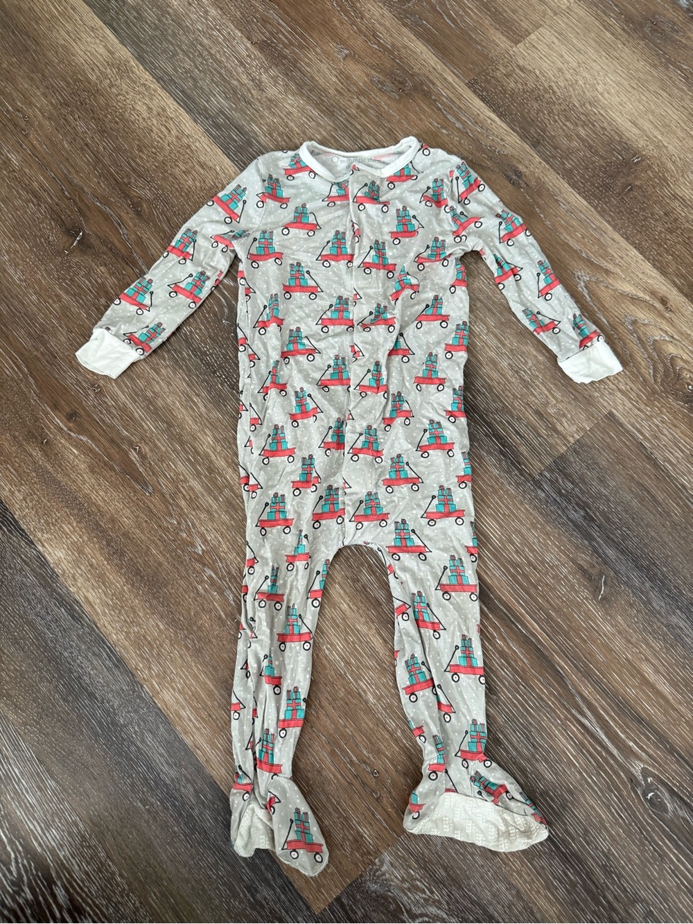 Magnetic Me Footed Pajamas Christmas with Red Truck Print